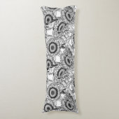 Zonnebloemen en goudvinken in zwart-wit lichaamskussen (Voorkant Verticaal)