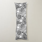 Zonnebloemen en goudvinken in zwart-wit lichaamskussen (Achterkant (Verticaal))