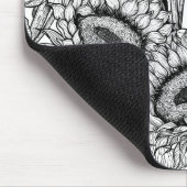 Zonnebloemen en goudvinken in zwart-wit muismat (Hoek)