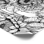 Zonnebloemen en goudvinken in zwart-wit poster (Hoek)