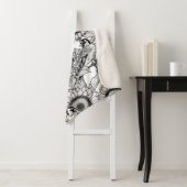 Zonnebloemen en goudvinken in zwart-wit sherpa deken (In situ)