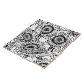 Zonnebloemen en goudvinken in zwart-wit tegeltje (Zijkant)