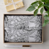 Zonnebloemen en goudvinken in zwart-wit tissuepapier (Geschenk)