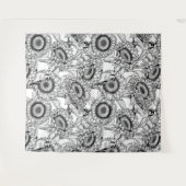 Zonnebloemen en goudvinken in zwart-wit wandkleed (Voorkant (horizontaal))