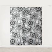 Zonnebloemen en goudvinken in zwart-wit wandkleed (Voorkant)