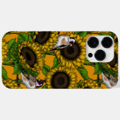 Zonnebloemen en goudvinken op sinaasappel Case-Mate iPhone case (Achterkant (horizontaal))