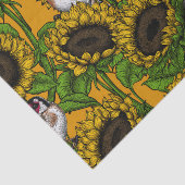 Zonnebloemen en goudvinken op sinaasappel tissuepapier (Detail)