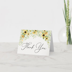 Zonnebloemen en groen dank je briefkaart