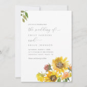 Zonnebloemen en groen Elegant Rustic Wedding Kaart (Voorkant)