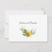 Zonnebloemen en Groene Waterverf Rustieke Trouwdag RSVP Kaartje (Achterkant)