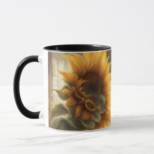 Zonnebloemen en Grote Ramen Mok (Links)
