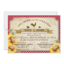 Zonnebloemen en Haan Picknick Uitnodiging bruiloft