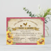 Zonnebloemen en Haan Picknick Uitnodiging bruiloft (Staand voorkant)