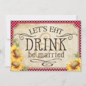 Zonnebloemen en Haan Picknick Uitnodiging bruiloft (Achterkant)