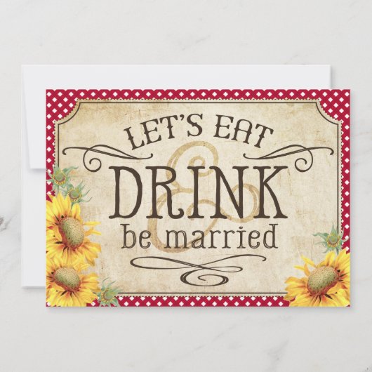 Zonnebloemen en Haan Picknick Uitnodiging bruiloft (Achterkant)