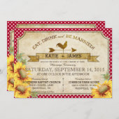 Zonnebloemen en Haan Picknick Uitnodiging bruiloft (Voorkant / Achterkant)