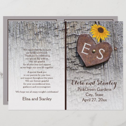 Zonnebloemen en hart op het programma voor de brui (Voorkant / Achterkant)