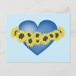 Zonnebloemen en hart. Steun Oekraïne Briefkaart