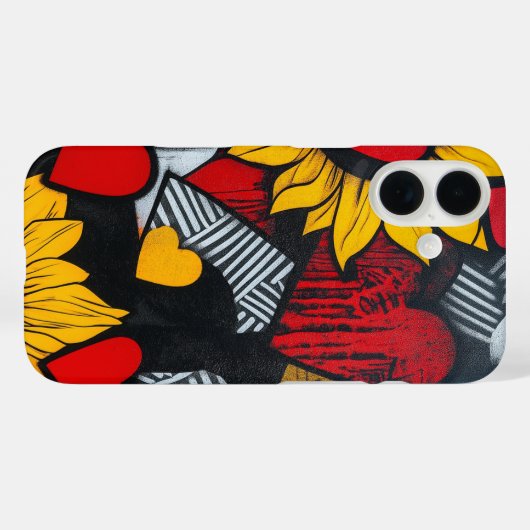 Zonnebloemen en harten Case-Mate iPhone case (Achterkant (horizontaal))