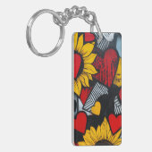 Zonnebloemen en harten sleutelhanger (Voorkant Links)