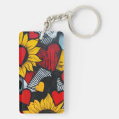 Zonnebloemen en harten sleutelhanger (achterkant)