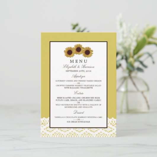 Zonnebloemen en het  wondstempo menu (Staand voorkant)