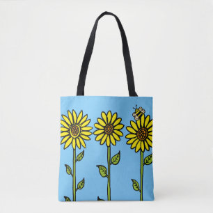 Zonnebloemen en hommel tote bag