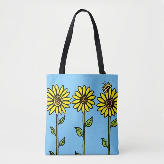 Zonnebloemen en hommel tote bag (Voorkant)