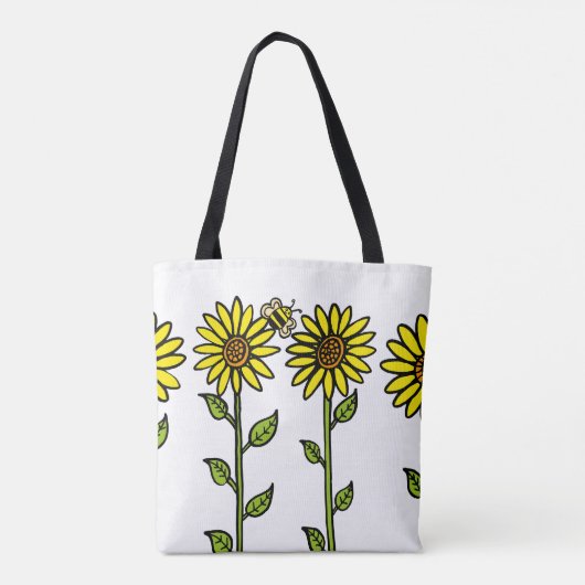 Zonnebloemen en hommel tote bag (Achterkant)