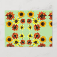 Zonnebloemen en hommels op groene Briefkaarten