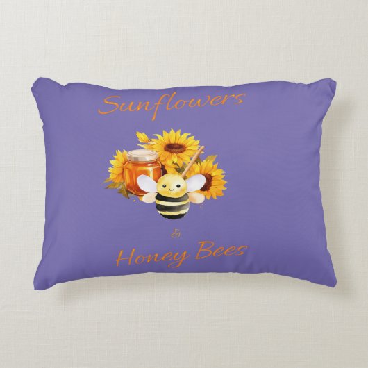 "Zonnebloemen en honingbijen" Accent Kussen (Voorkant)