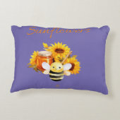 "Zonnebloemen en honingbijen" Accent Kussen (Achterkant)