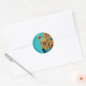 ZONNEBLOEMEN EN HONINGBIJEN BLOEMEN BIJENTEELT RONDE STICKER (Envelop)