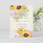 Zonnebloemen en hortensia aquarel kaart (Staand voorkant)