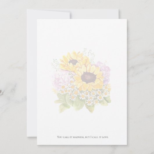 Zonnebloemen en hortensia aquarel kaart (Achterkant)