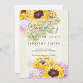 Zonnebloemen en hortensia aquarel kaart (Voorkant / Achterkant)