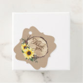 Zonnebloemen en hout Slice Hartelijk dank Bedankjes Labels (In situ)