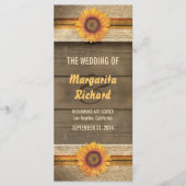 Zonnebloemen en houten land bruiloft programma's (Voorkant)