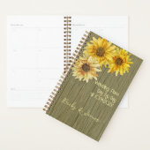 Zonnebloemen en Houten Trouwplanner Planner (Display)