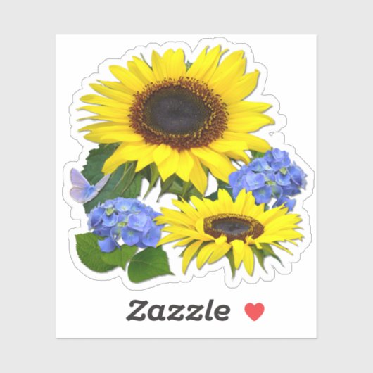 Zonnebloemen en Hydrangeas Contour Sticker (Vel)