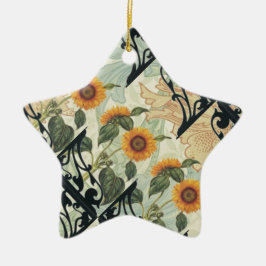 Zonnebloemen en ijzer keramisch ornament