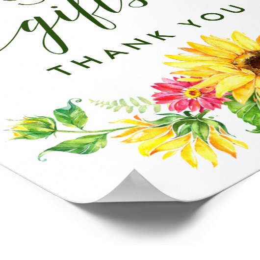 Zonnebloemen en Kaarten voor de zomerzondbloem Poster (Hoek)