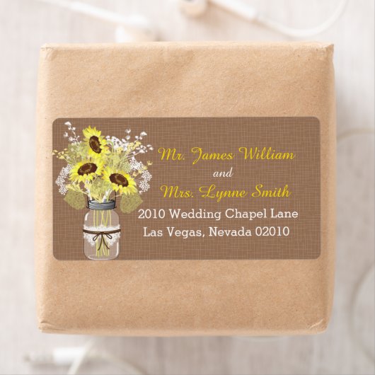 Zonnebloemen en kant bruiloft label (Insitu)