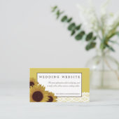 Zonnebloemen en Kant Bruiloft Website Informatiekaartje (Staand voorkant)