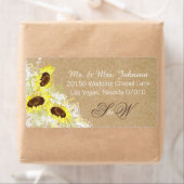 Zonnebloemen en Kant Rustiek Bruiloft Label (Insitu)