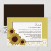 Zonnebloemen en Kant Trouwdetail Informatiekaartje (Voorkant / Achterkant)
