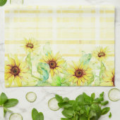 Zonnebloemen en kariert theedoek (Gevouwen)