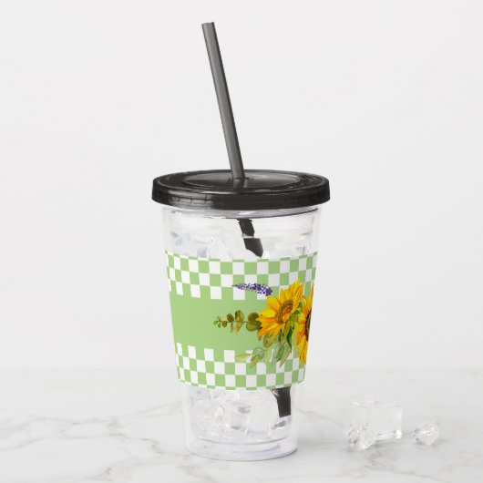 Zonnebloemen en karton acryl drinkbeker (Voorkant ijs)
