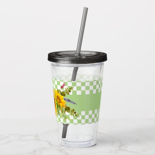 Zonnebloemen en karton acryl drinkbeker (Achterkant)