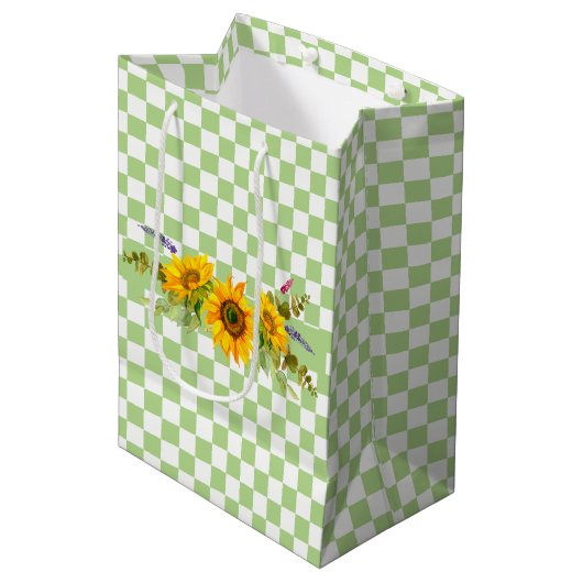Zonnebloemen en karton medium cadeauzakje (Voorkant Gekanteld)